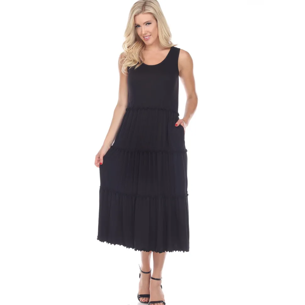 Scoop Neck Tiered Midi Dress