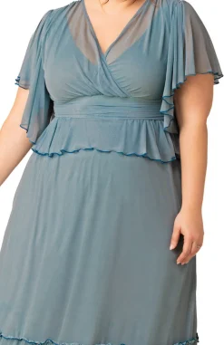 Sea Foam Graceful Tiered Mesh Gown - Plus