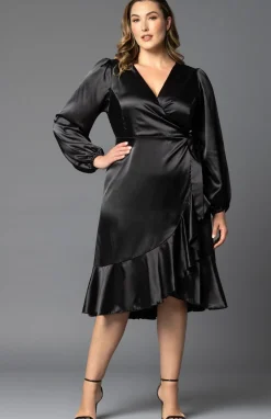 Serena Satin Wrap Dress - Plus