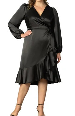 Serena Satin Wrap Dress - Plus