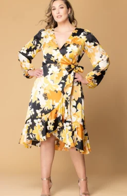 Serena Satin Wrap Dress - Plus