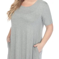 Short Sleeve Pocket Swing Midi Dress - Plus