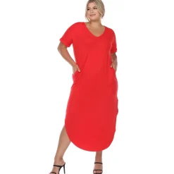 Short Sleeve V-neck Maxi Dress - Plus
