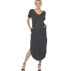 Short Sleeve V-neck Maxi Dress