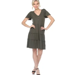 Short Sleeve V-neck Tiered Dress