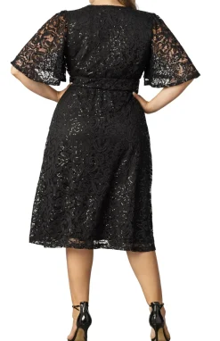 Starry Sequined Lace Cocktail Dress - Plus