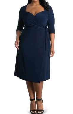 Sweetheart Knit Wrap Dress - Plus