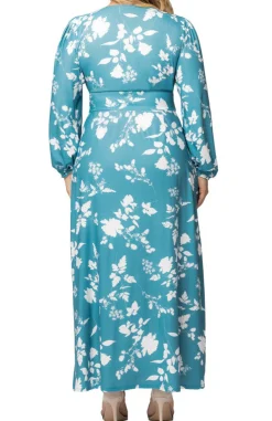 Turquoise Kelsey Long Sleeve Maxi Dress - Plus