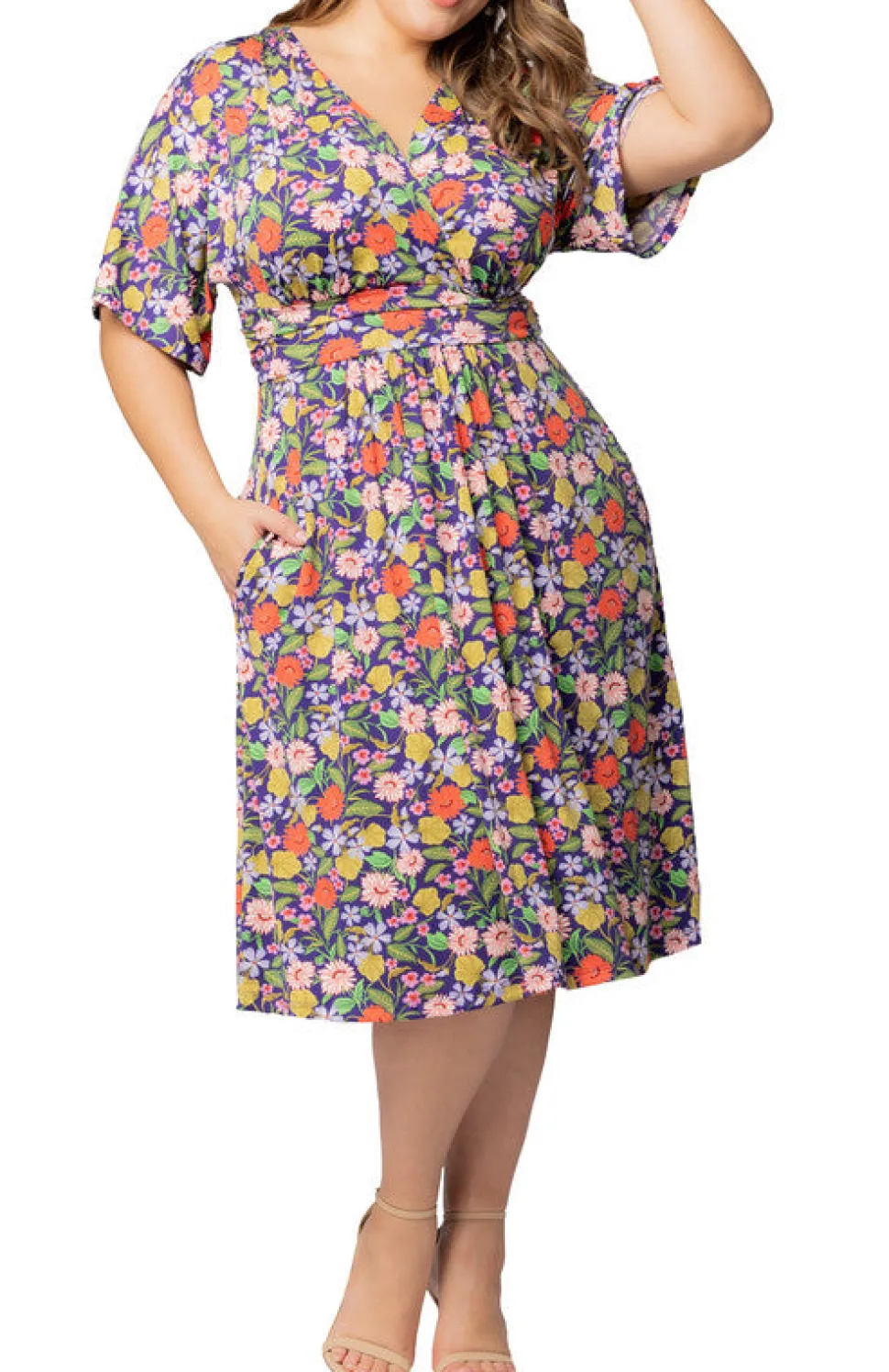Vibrant Garden Print Gia Midi Dress - Plus
