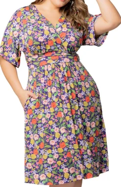 Vibrant Garden Print Gia Midi Dress - Plus