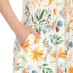 White Floral Sleeveless Tunic Top