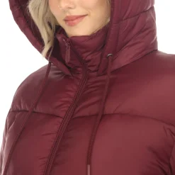 Women's Full Front Zip Hooded Bomber Puffer Jacket