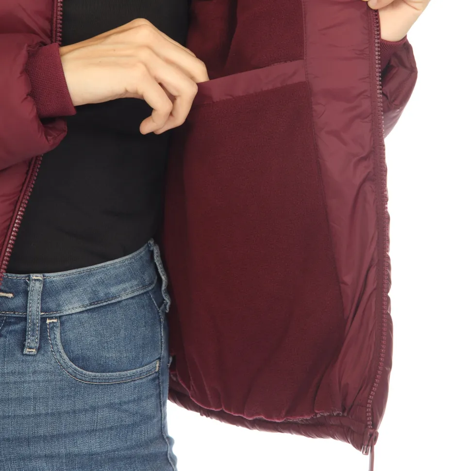 Women's Full Front Zip Hooded Bomber Puffer Jacket