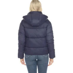 Women's Full Front Zip Hooded Bomber Puffer Jacket