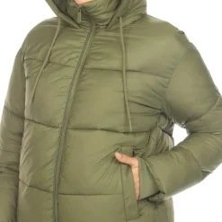 Women's Full Front Zip Hooded Bomber Puffer Jacket