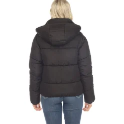 Women's Full Front Zip Hooded Bomber Puffer Jacket