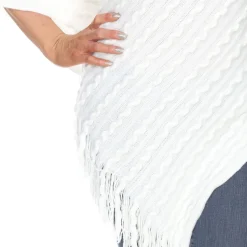 Women's Lightweight Textured Knit Poncho - White