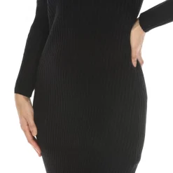 Women's Long Sleeve Rib Midi Sweater Dress
