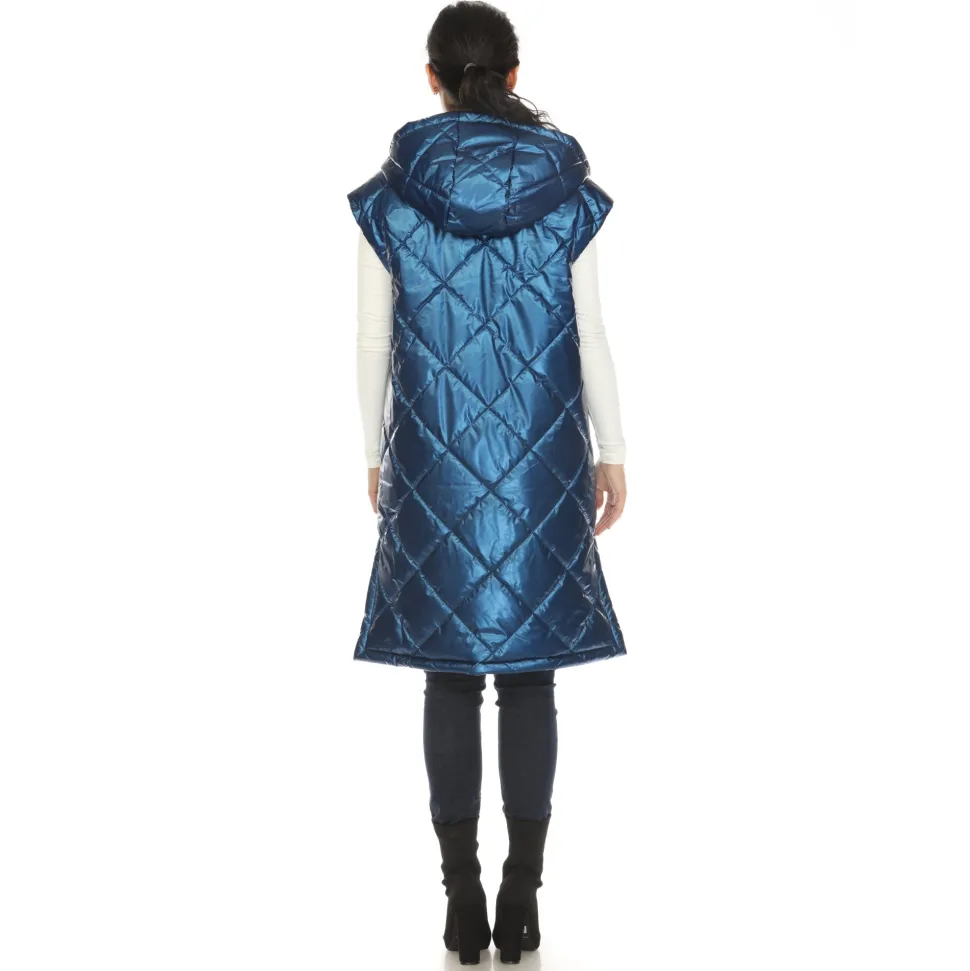 Women's Metallic Long Puffer Vest