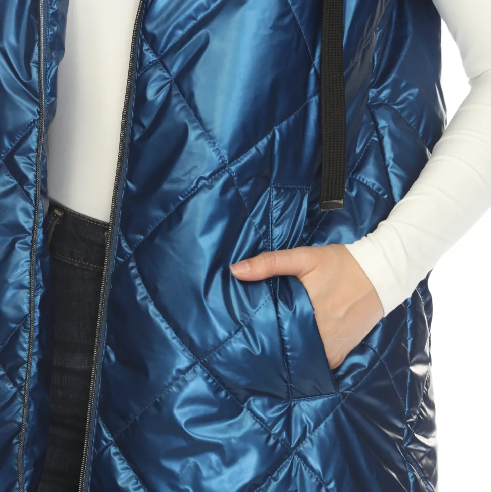 Women's Metallic Long Puffer Vest