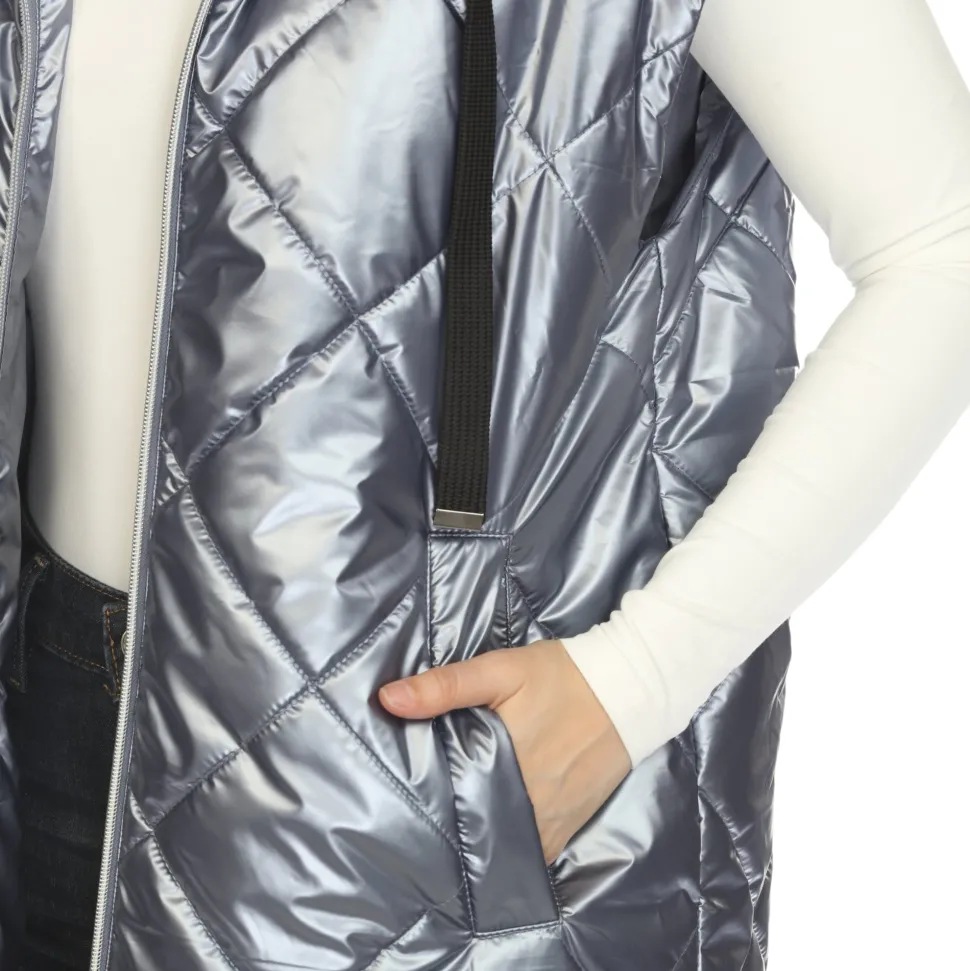 Women's Metallic Long Puffer Vest