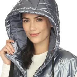 Women's Metallic Long Puffer Vest