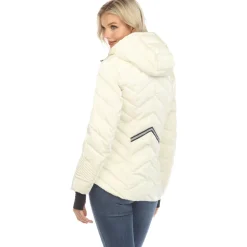 Women's Midweight Quilted Contrast With Thumbholes Hooded Jacket