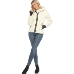 Women's Midweight Quilted Contrast With Thumbholes Hooded Jacket