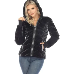 Women's Midweight Quilted Contrast With Thumbholes Hooded Jacket