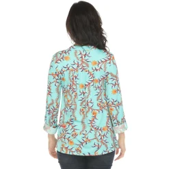 Women's Paisley Button Front Tunic Top