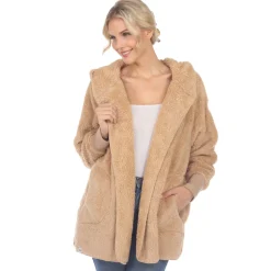 Women's Plush Hooded Cardigan with Pockets