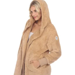 Women's Plush Hooded Cardigan with Pockets