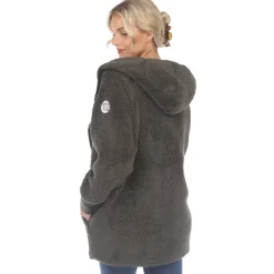 Women's Plush Hooded Cardigan with Pockets