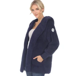 Women's Plush Hooded Cardigan with Pockets