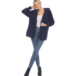 Women's Plush Hooded Cardigan with Pockets