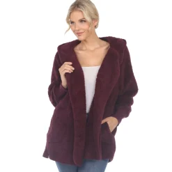 Women's Plush Hooded Cardigan with Pockets