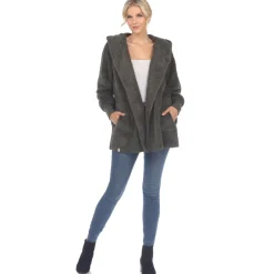 Women's Plush Hooded Cardigan with Pockets