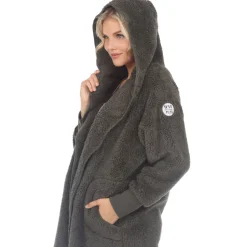 Women's Plush Hooded Cardigan with Pockets