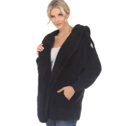 Women's Plush Hooded Cardigan with Pockets