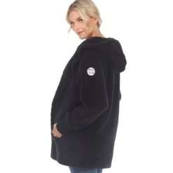 Women's Plush Hooded Cardigan with Pockets