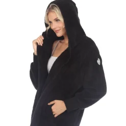 Women's Plush Hooded Cardigan with Pockets