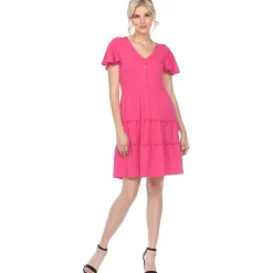 Women's Short Sleeve V-neck Tiered Dress