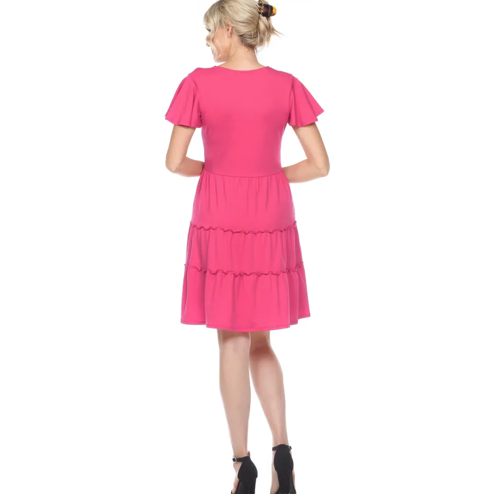 Women's Short Sleeve V-neck Tiered Dress